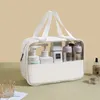 Borsa cosmetica per giunzioni Borse da bagno traslucide in PVC di grande capacità Borsa da viaggio portatile impermeabile in PU