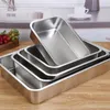 Stainless Steel Food Trays Rectangle Fruit Vegetables Storage Pans Cake Bread Biscuits Dish Bakeware Kitchen Baking Plates W220425