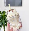 Bouteilles d'eau créatives en forme de griffe de chat, tasse à double couche en plastique, tasse à paillettes préférée de fête d'étudiant pour fille