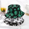 Basker 1pc bladtryck fiskare hattar casual panama hink hatt unisex lönn par bomull hip hop cap mode sol platt topp kepsar gif222o