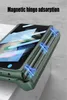 Magnetiska gångjärnsfodral för Samsung Galaxy Z Fold 3 Fodral Hemdraled Glass Slider Pen Box Hard Stand Protect Cover Screen Protector