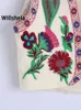 Willshela Women Fashion Position Floral Print Crop Vest Jacket Vintage Retro National Style Female Chic Lady Waistcoat Outfits 220719