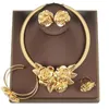 Pendientes, collar, conjunto de joyería de Color dorado de lujo, moda africana, colgante de rosa y anillo de bodas para novia, pendientes, 2022