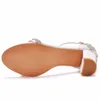 Blanc Étincelle Cristaux Chaussures De Mariage Haut Chuncky Talon À Bout Ouvert Femmes Sandales Pour Dames D'été Formelle Parti Chaussures De Bal CL0252288Y