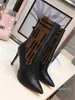 2022-women Luxury Designer Signature Black Leather Biker Boots Plain Leather Boots