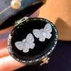 Cute Zircon Butterfly Stud Earring Women Girl Sparkly Butterfly Earrings for Gift Party Fashion Jewelry High Quality