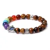 Perline 7 Chakra Bracciale in pietra Filo Fascino a mano Yoga Ametista Howlite Lapislazzuli Occhio di tigre Bracciali con perline per uomo Donna Gioielli di moda