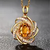 Pendant Necklaces Luxury Fashion Spinning Windmill Inlaid With Citrine Ornate Jewelry Holiday Gift For Women Girl Wholesale Direct SalesPend