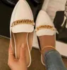 Yaz kadınları yeni vahşi moda ziyafet sandalet açık flip flop metal zinciri yılan tahıl deri tembel terlikler220514