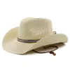 Chapeau de paille de cowboy occidental pour femmes, seau d'été, Panamas, Protection UV, pare-soleil, chapeau de plage en bord de mer, chapeaux pour hommes