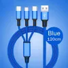 Кабели с нейлоновой оплеткой 1,2 м, многоцветный USB-кабель для быстрой зарядки, шнур для зарядного устройства Android типа C, для телефонов xiaomi, samsung, huawei