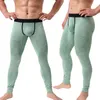 Mens Long Johns Sexig u konvex penispåse leggings tätt underkläder män hem ren lounge byxor gay sömnkläder termiska underbyxor 220805