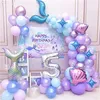 Mermaid Tail Balon Garland Zestaw Metallic konfetti lateks balony dziewczyna urodziny