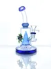 borosilicate blue eye glass hookah aerator fume pipe with blue ball and perc 14mm connector gb381