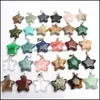 Charms Jewelry Findings Components Mixed Natural Stone Gem Pendant Love Heart Star Pendants For Making Diy Br Dh5Dg