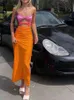 Patchwork strapless bodycon y2k jurk dames uitgehold mouwloze backless sexy jurken 2022summer strandfeestclub midi robe t220816