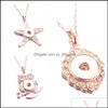 Pendant Necklaces Noosa Snap Button Necklace Rose Gold Owl Star Crystal Chunks Simple Fit 18Mm Buttons Jewelry Drop Delivery Yydhhome Dhhg6