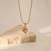 Newt Dign Heart Bridal Wedding Jewelry Luxury 18k Gold Plated Stainls Steel Necklace For Women