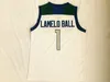 #1 Lamelo Ball Chino Hills Huskies Lisesi Jersey Ev Beyaz #2 Lonzo Ball Basketbol Dikişli Formalar