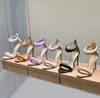 Gianvito Rossi de alta qualidade Rossi 10,5cm Saixas de salto de sandálias Sapatos de vestido Sapatos para mulheres Sandálias de designer de luxo de verão Belso calcanhão de tira preto calçados traseiros