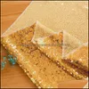 Table Runner Cloths Home Textiles Garden 30X275Cm Fabric Gold Sier Sequin Cloth Sparkly Bling For Wedding Party Decoration Supplies Tablec