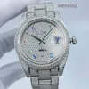 클래식 풀 다이아몬드 남성용 시계 럭셔리 41mm 기계식 자동 스테인리스 스틸 컬러 아랍어 숫자 풀 스타 얼굴