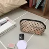 Mesh Cosmetic Makeup Bags Case Holder Cute Transparent Zipper Black Heart Printed Pencil Pen Case Pouch Convenient