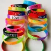 60PCS Whole Letter Print Silicone Bracelet Lot Love Friendship Design Wristband Fashion Lady Men Women Rubber Band Jewelry