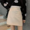 Elnage Korean Style Pu Leather Retro Slim Fit High Taist Pack Hip a Word Jirt Fomen Femmes Spring Spring Automne 5A053 220322