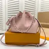 HH 2022 MURIA HOLLOW OUT BOCKET PAGS Kvinnor Lyxig Crossbody Bella Long Shoulder Strap Handväskor Gradient läderhandväska Purse Old Flower Lady Tote M57068