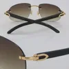 Randlose Original-Sonnenbrille aus schwarzem Büffelhorn für Damen, weiß, echtes Naturhorn, groß, rund, neueste Mode, Sonnenbrille für Herren, 18 Karat Gold, UV400, Rahmengröße: 56–18–140 mm