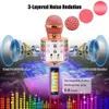 Wireless Karaoke Microphone Bluetooth Handheld Portable Speaker Home KTV Player With Dancing LED Lights Record Function for Kids7774036