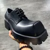 2022 남성용 귀여운 Rhino Horn Shoes 성격 이상한 가죽 신발 Mens Derbies Derby Shoe Square Toe Mans 플랫폼 옥스포드 높이 증가