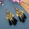 Retro Długie Stop Kolczyki Kobiety Indian Jhumka Okrągły Kompas Olejek Oleje Tassel Crystal Dangle Kolczyki Bohemian Boho Jewelry