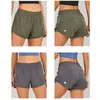 LU-0160 YOGA Outfit Short Anti-GleLare Women Running Shorts Sports Training Gym With Zipper Pocket Fitness Tights Sportwear