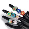 Wedding Rings Creative Elastic Holiday Style Rice Bead Ring Flower Color Beaded Bracelet Wynn22