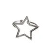 S925 Sterling Kvinna med hål Stjärnan Koreansk stil Vintage Thai Silver Open Ring Stylish Cool Minimalistisk Chic Style