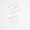 24 st korta falska naglar kista naken rosa design konstgjord ballerina falsk med lim fullt nagel tips tryck på 220708