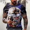 Мужские футболки летние ужасные черепа 3D-печатная футболка для мужчин повседневная негабаритная одежда с коротки