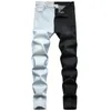 Wiosenna jesień dwukolorowe szwy jeansy moda Mikroelastyczne szczupłe spodnie panelowe Mode
