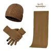 베레모 3 개/대 겨울 니트 패션 스카프 모자 장갑 3 세트 방풍 두꺼운 소프트 터치 스크린 장갑 따뜻한 양복
