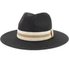 Szerokie brzegowe czapki HT3579 Panama Hat Unisex Summer Sun for Women Man Man Mężczyzn UV Ochrona Travel Jazz Cap Foppy Beach Eger22