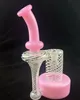 Biao Glass Hookahs RBR2.0 -stijl Recycle met massief roze en witte streep 14 mm -gewricht