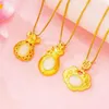 Necklaces Pendant For Women Imitation Jade 24K Gold Plated Lock Money Bag Party Inniversary Jewelry3351