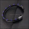 Charm Bracelets Jewelry Handmade Bracelet Women 7 Chakra Wrap Tiger Eye Braided Bead Bangle Magnetic Clasp Leather N Dh13A