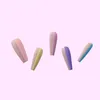 24Pcs Long Ballet V-Shape French False Nails Full Cover Coffin Fake Fingernails Tip for Women Girls DIY Nail Art Salon