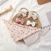 Hair Accessories 3Pcs/Set Style Soft Cotton Baby Headband Bibs Bowknot Flower Print Band For Born Headwear AccessoriesHair