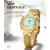 腕時計の豪華なゴールドレディースウォッチ2022ジャペンクォーツムーブメントダイヤモンドクリスタルレディースレイバーカラーチェンジガラスwristwat