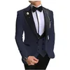 Brand New Black Groom Tuxedos Black Peak Lapel Groomsmen Mens Wedding Dress Style Man Jacket Blazer 3 Piece Suit Jacket Pants Vest Tie 867