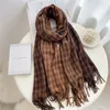 Luxury Plaid Scarf Winter Warm Cashmere Women Long Pashmina Foulard Female Scarves Lady Tassel Shawl Wraps Design 220812